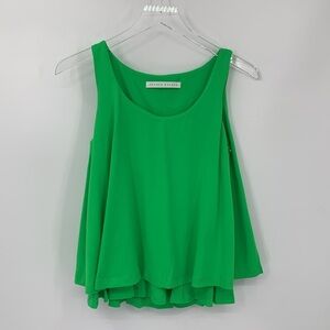 Susana Monaco double layer scoop neck tank shirt top Zing Green a-line new Large